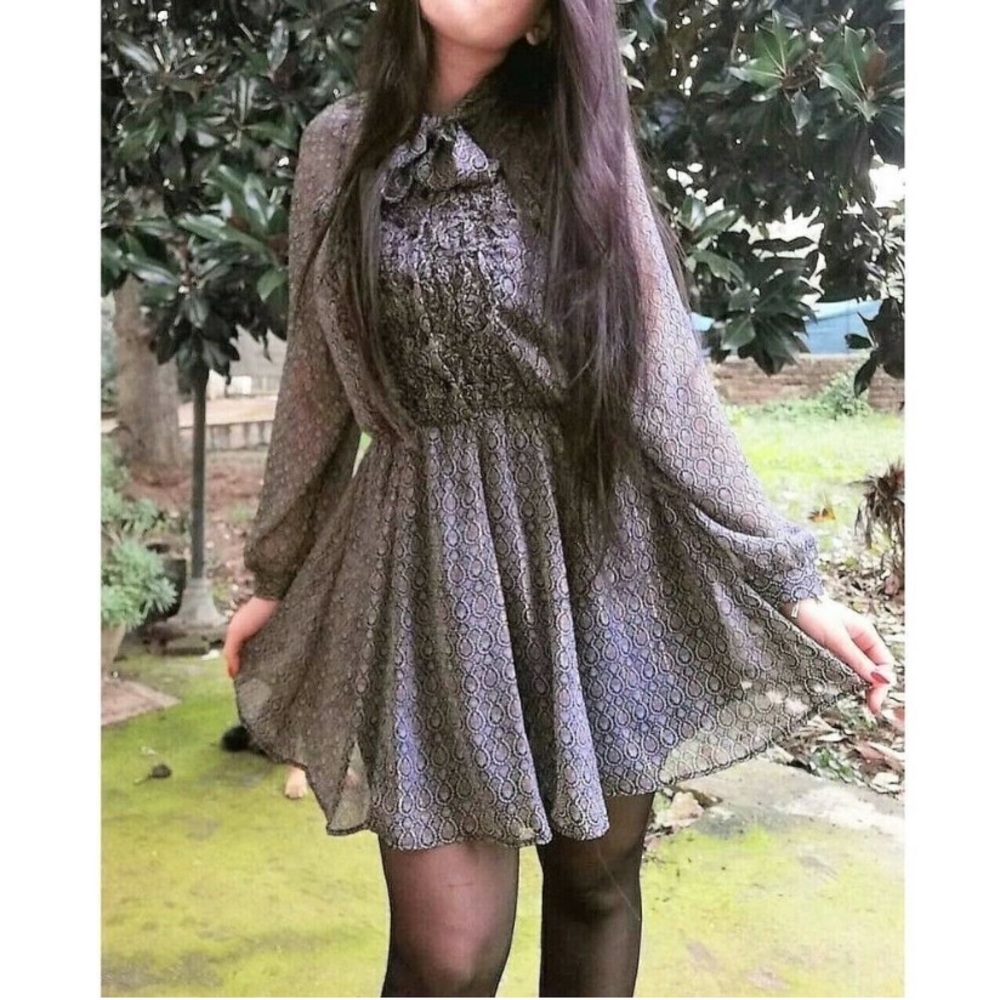 Zara Printed Jumpsuit Dress with Bow